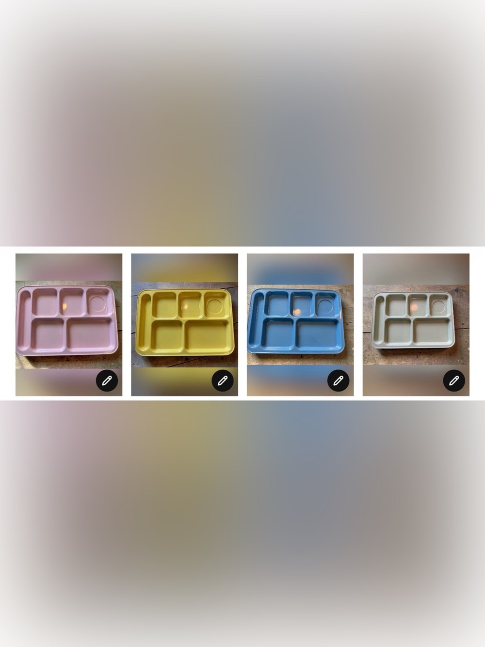 Pottery Barn Kids Divided Lunch Trays Set of 4 Pastel Melamine Retro Cafeteria